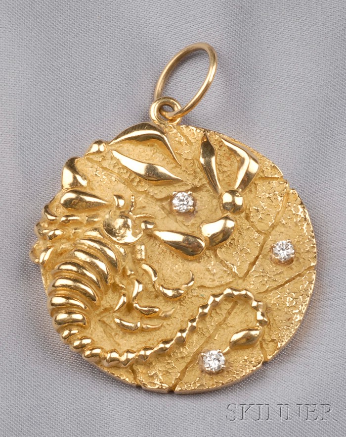 Appraisal: kt Gold and Diamond Scorpio Charm Tiffany Co Italy obverse