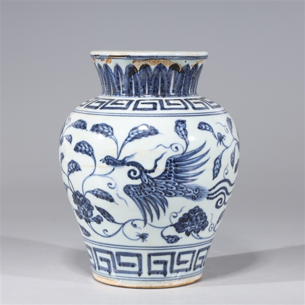 Appraisal: Chinese blue and white porcelain Ming style vase with phoenix