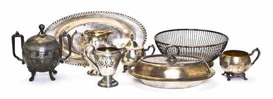 Appraisal: A Collection of Silverplate Serving Articles comprising bowls a covered