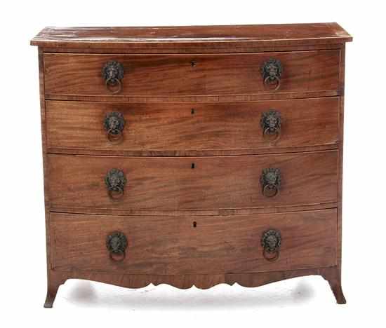 Appraisal: Georgian style inlaid mahogany bowfront chest of drawers early th