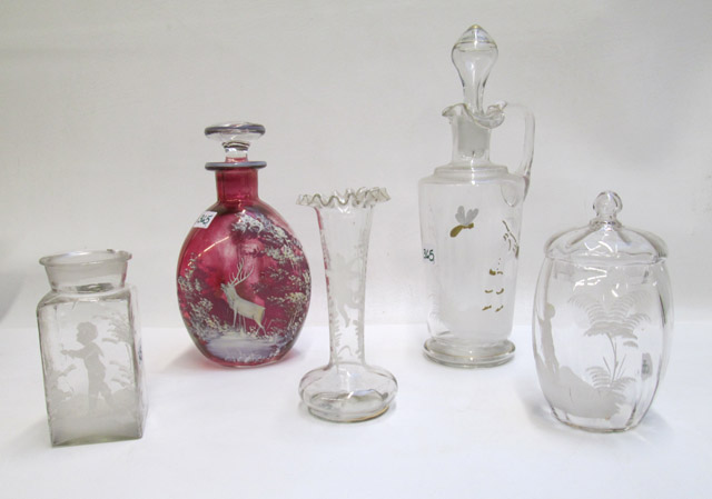 Appraisal: MARY GREGORY AND CRANBERRY FLASH GLASS consisting of four pieces