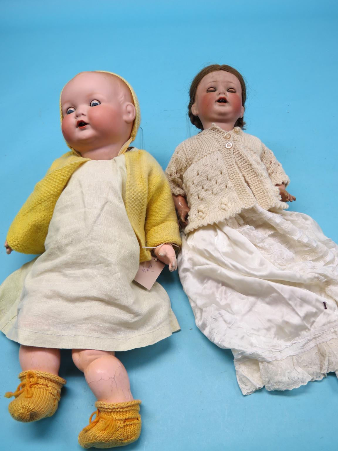 Appraisal: Two German bisque dolls Armand Marseille mould in and Heubach