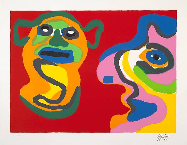 Appraisal: Karel Appel Dutch - Happy Meeting The complete portfolio comprising