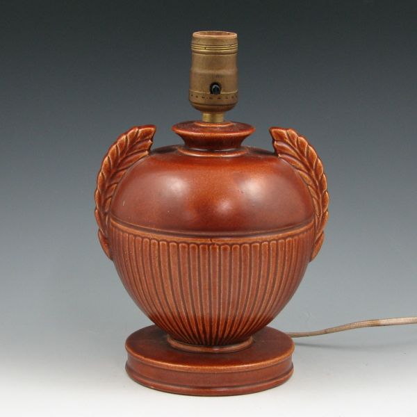 Appraisal: Red Wing lamp in semi-matte brown glaze Unmarked Mint Pottery