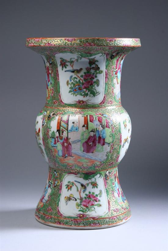 Appraisal: CHINESE ROSE MEDALLION PORCELAIN GU-FORM VASE th century - in