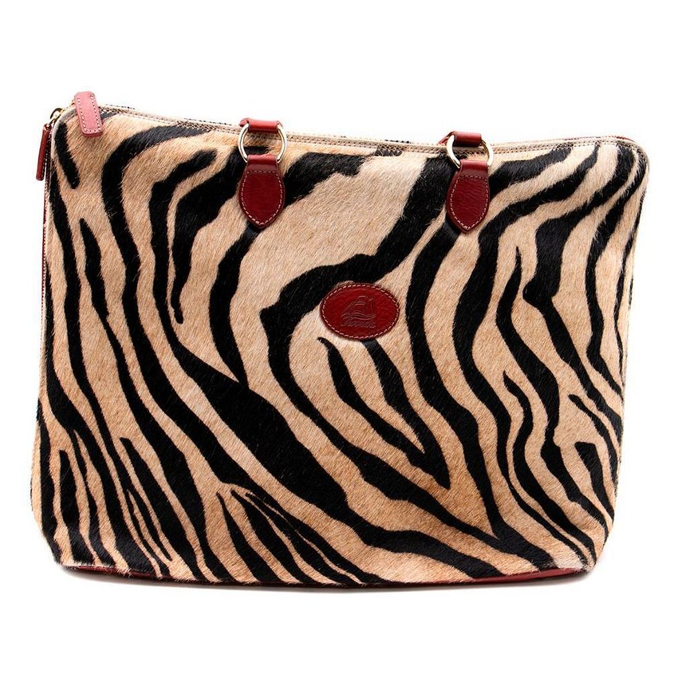 Appraisal: Terrida zebra red leather tote bag measuring approximately x x