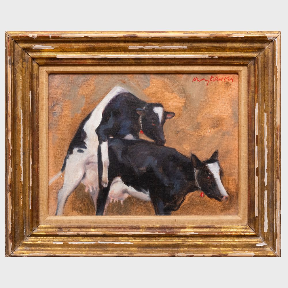 Appraisal: Henry Koehler - Two Cows Oil on canvas signed 'Henry