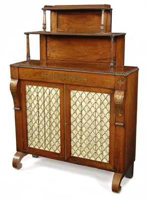 Appraisal: A George IV rosewood and brass inlaid chiffonier the stepped