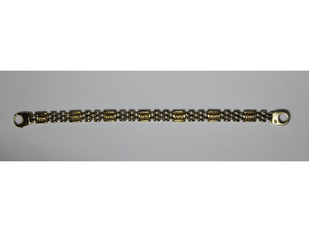 Appraisal: ct yellow and white gold brick style bracelet approx grms