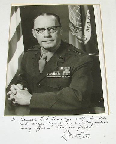 Appraisal: Signed photograph of Marine Corps general Randolph McCall Pate -