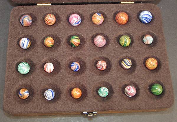 Appraisal: Assortment of Handmade marbles Includes Joseph Coats onionskins various sizes