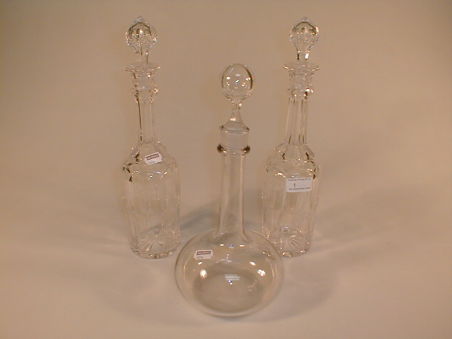 Appraisal: A pair of Victorian slice cut decanters with elongated necks