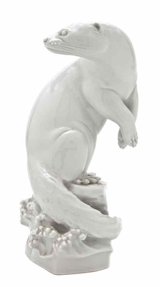 Appraisal: A Meissen Blanc de Chine Model of an Otter realistically