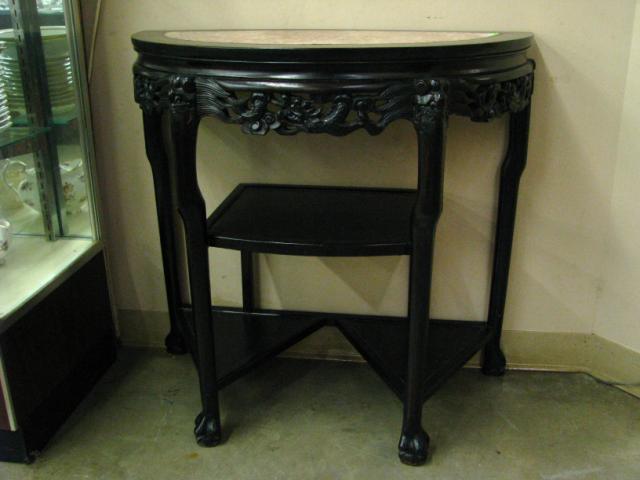 Appraisal: Japanese console table demi-lune form with marble top insert three