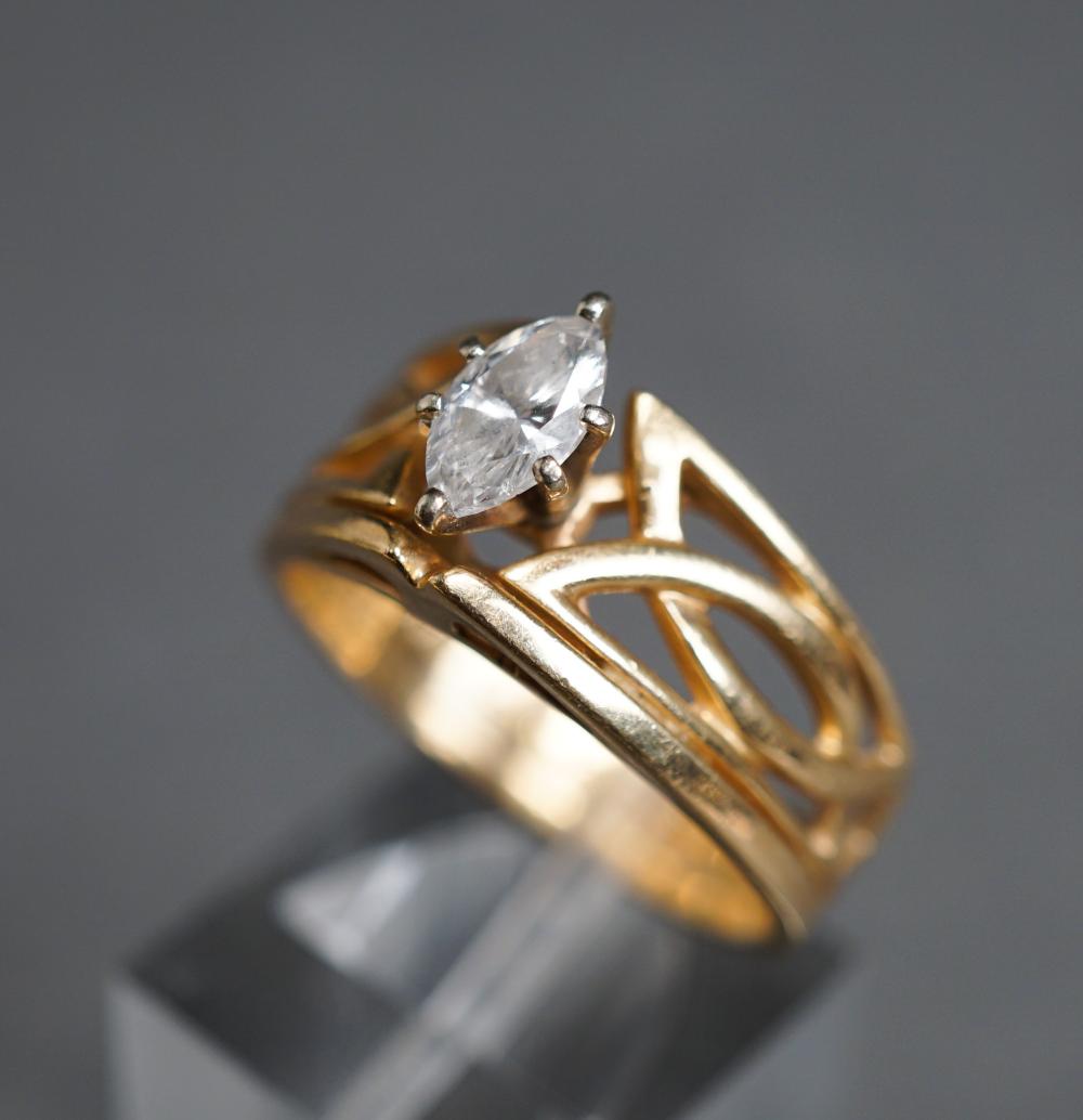 Appraisal: -Karat Yellow-Gold and Diamond Ring Diamond weighing approx - carats