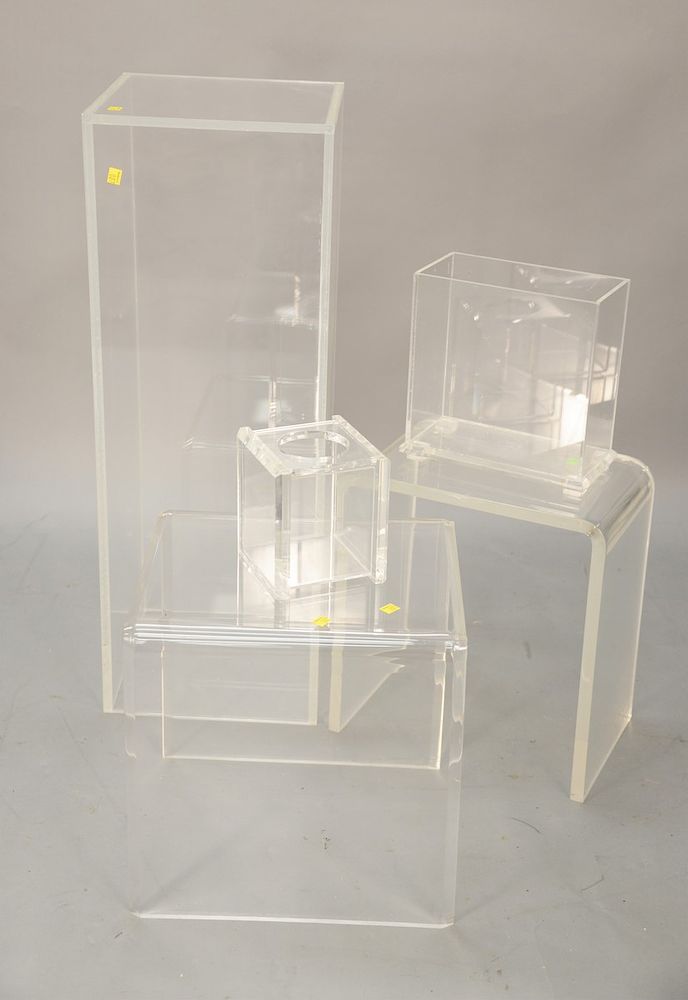 Appraisal: Five piece lucite and plexiglass group tallest piece in Five