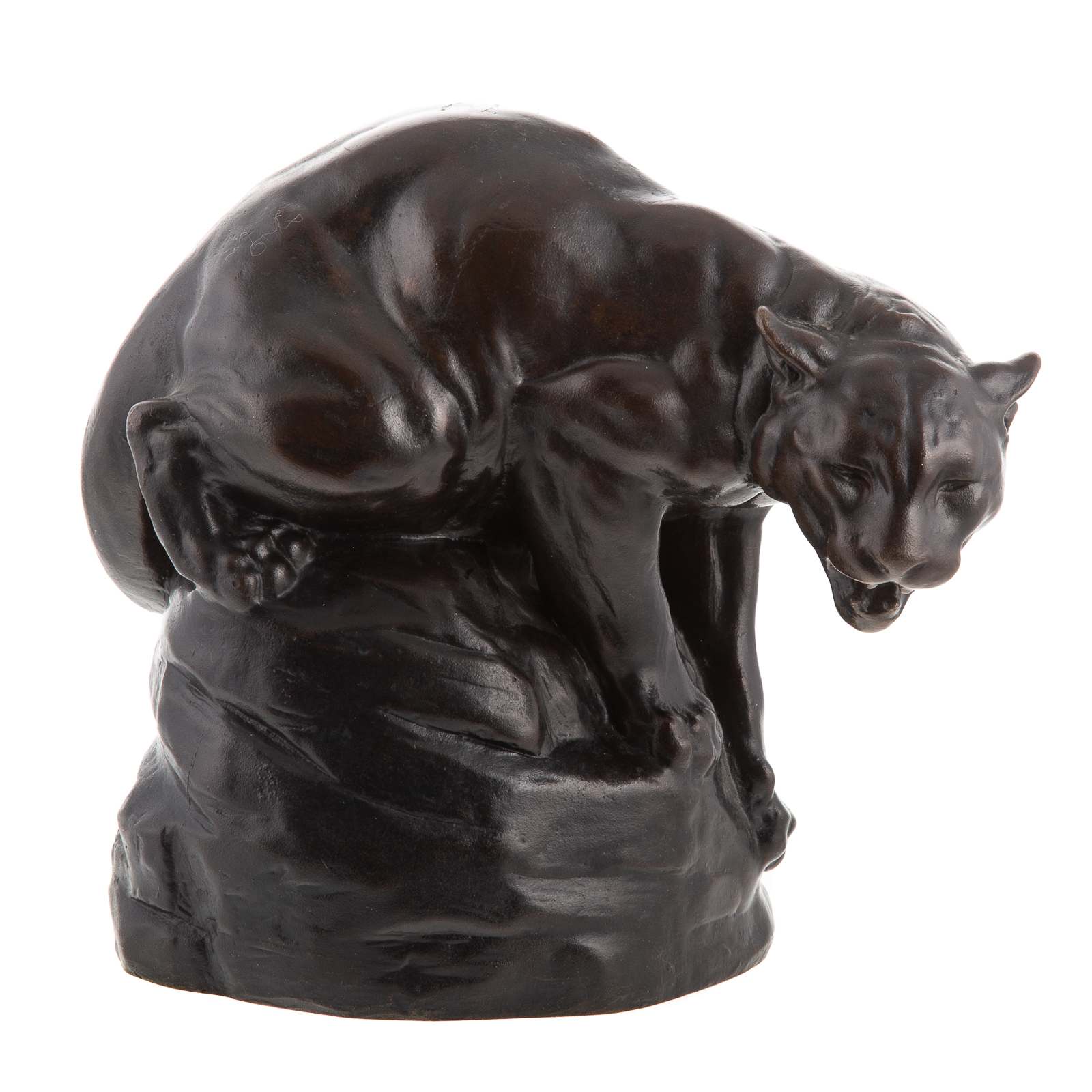 Appraisal: JOSEPH BOULTON CROUCHING PANTHER BRONZE American - Signed in monogram