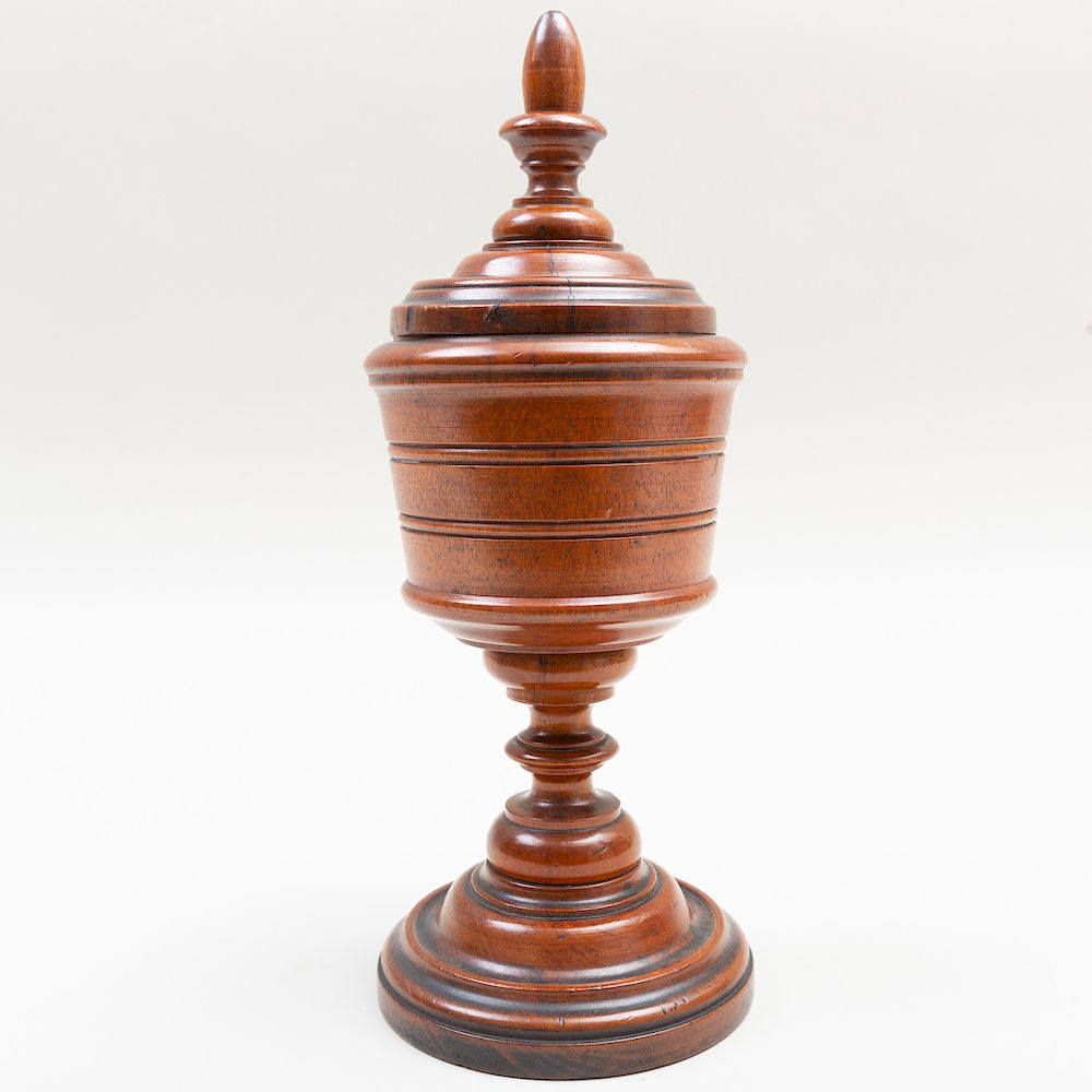 Appraisal: Tall Turned Wood Covered Goblet x in Condition The top