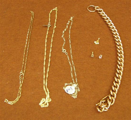 Appraisal: Three mixed bags comprising gold bracelets neckchains ring mounts and