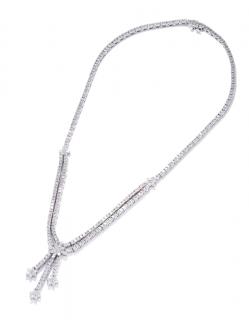 Appraisal: A CARAT DIAMOND NECKLACE Necklace features a double diamond ribbon