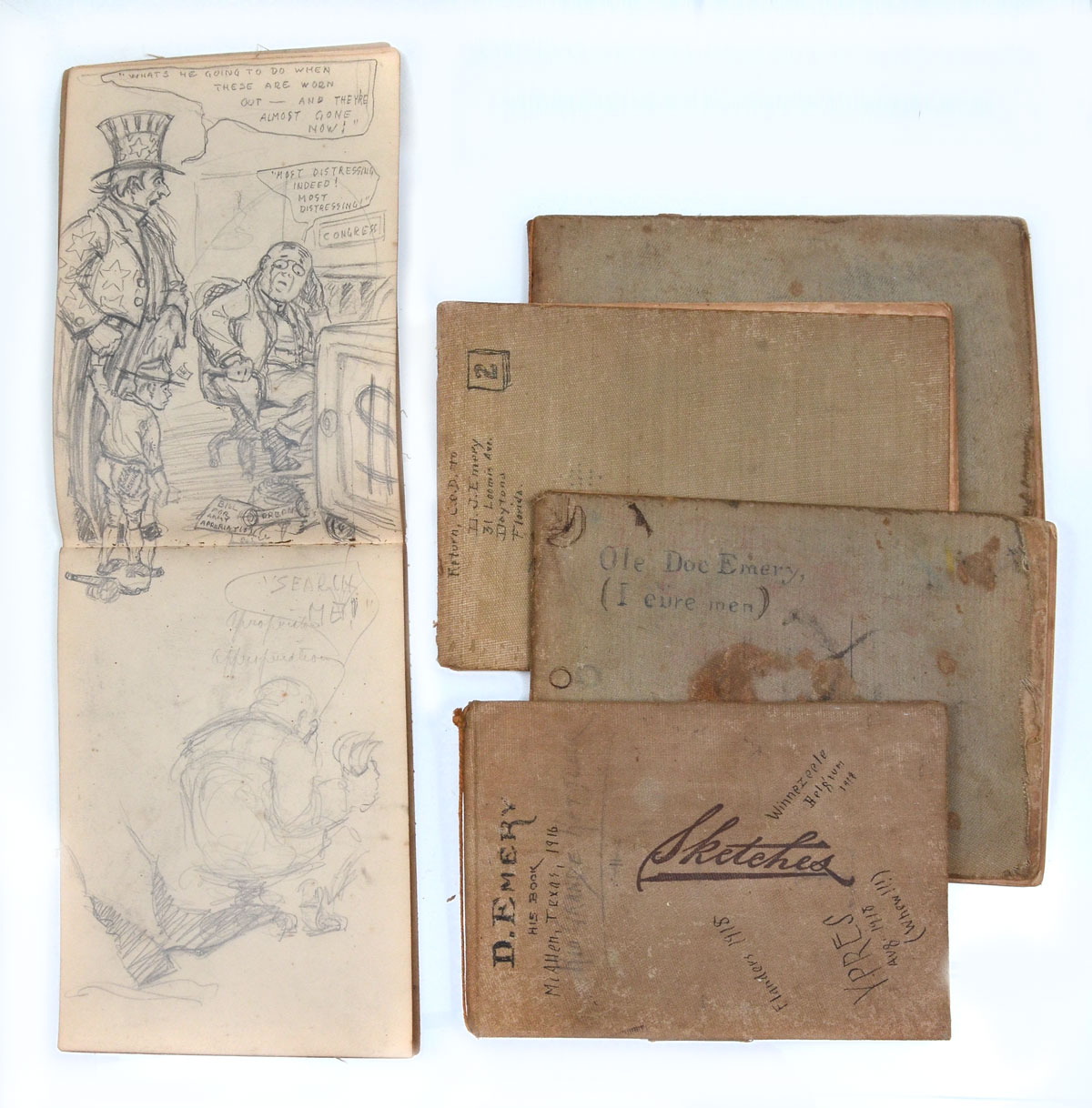 Appraisal: FIVE DONALD J EMERY EARLY SKETCHBOOKS Contains sketches from Rio