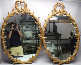 Appraisal: Pair of Antique French Gilt Mirrors as is Pair of