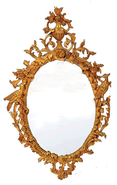 Appraisal: AN TH CENTURY STYLE GILTWOOD OVAL HANGING WALL MIRROR with