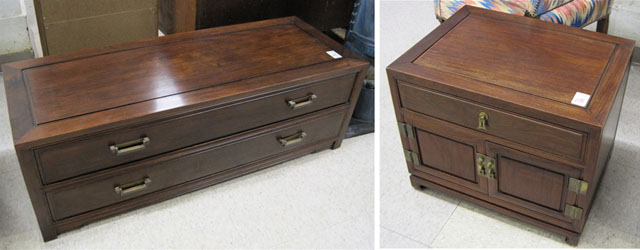 Appraisal: TWO ARTICLES OF CHINESE ROSEWOOD FURNITURE low -drawer window chest