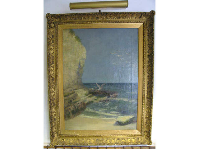 Appraisal: Daniel Sherrin oil on canvas coastal scene with seaguls well