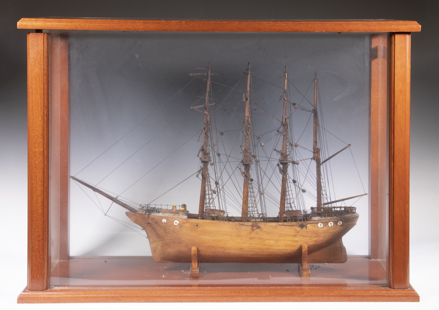 Appraisal: CASED SHIP MODEL Naive Handcrafted Model of a Four Mast