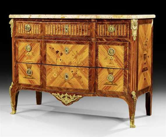 Appraisal: COMMODE A FLEURS Transition stamped J SCHMITZ Joseph Schmitz maitre