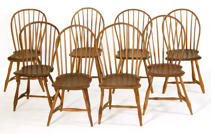 Appraisal: ASSEMBLED SET OF EIGHT ANTIQUE AMERICAN WINDSOR SIDE CHAIRS Circa