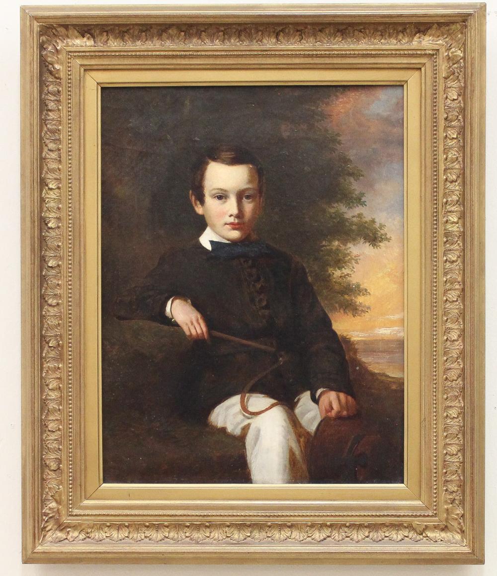 Appraisal: TH CENTURY PORTRAIT OF A BOY the boy holds a