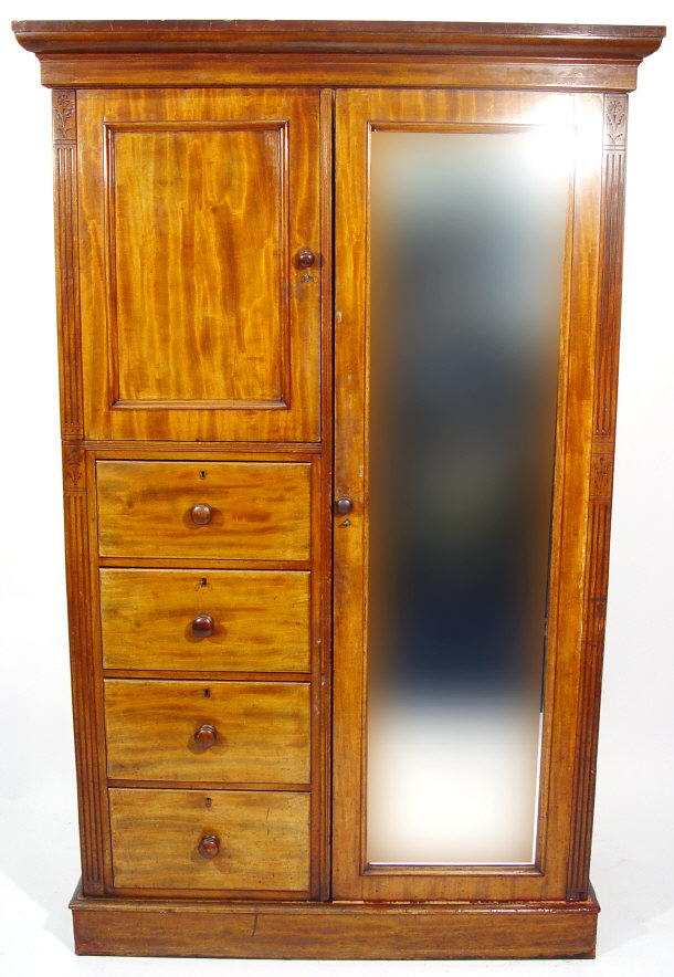 Appraisal: Victorian mahogany compactum wardrobe the moulded cornice above a bevel