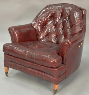 Appraisal: W J Sloane leather easy chair W J Sloane leather