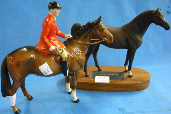 Appraisal: Beswick Huntsman on Horse rear leg re-stuck and Connoisseur Arab