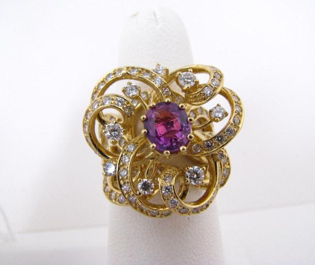 Appraisal: Lady's K yellow gold ring with oval pink tourmaline and