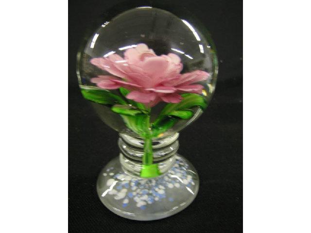 Appraisal: Art Glass Paperweight pedestal base fine flower speckled base tall