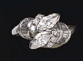 Appraisal: DIAMOND COCKTAIL RING Platinum ring set with two marquise cut