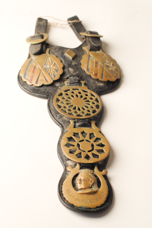 Appraisal: A th C Shaped Leather Strap of English Horse Brasses