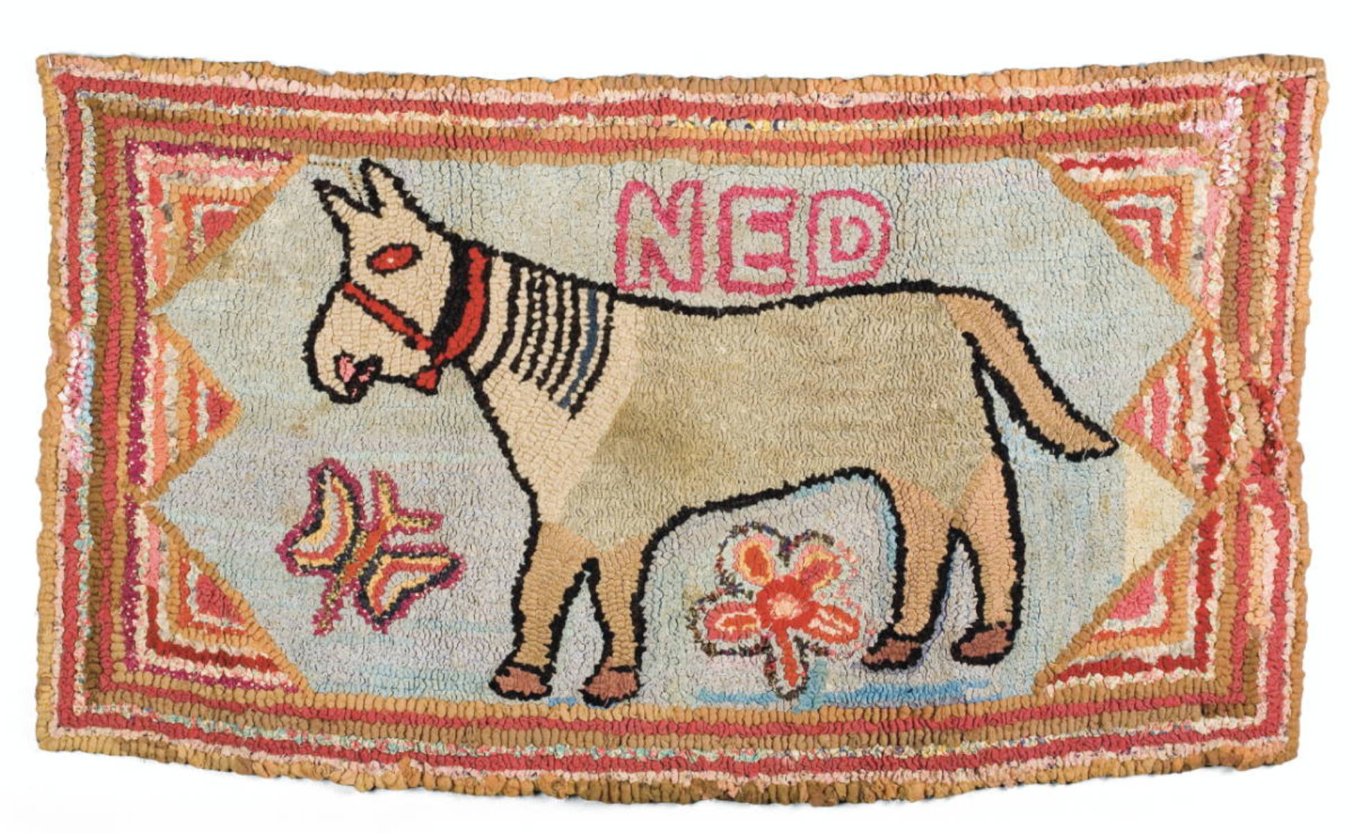 Appraisal: AMERICAN HOOKED RUG DEPICTING A HORSE NAMED NED The horse