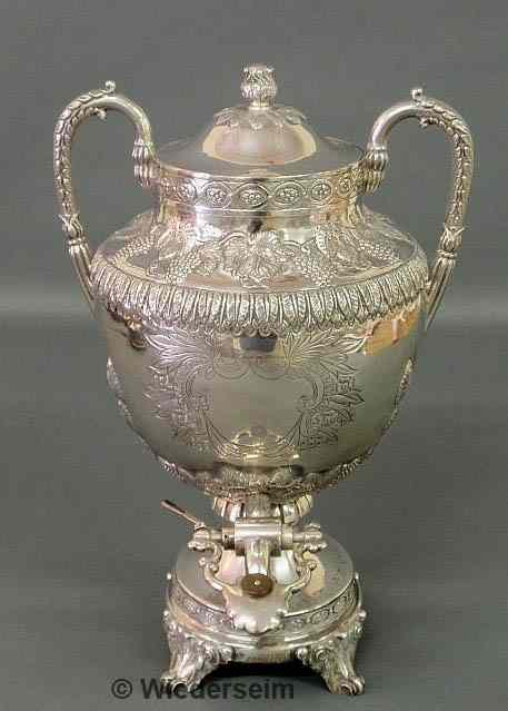 Appraisal: Sanborns Mexico sterling silver hot water urn with ornate engraving