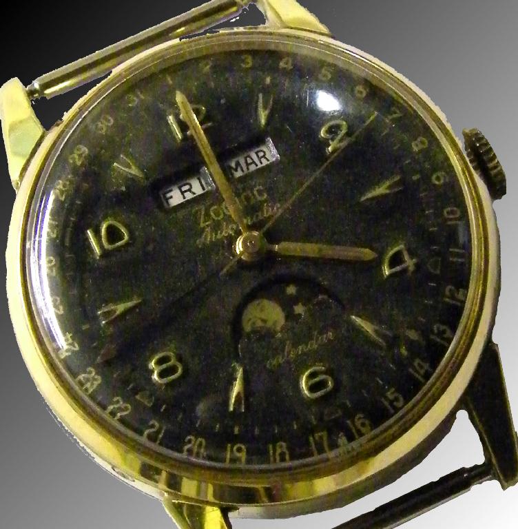 Appraisal: Zodiac automatic calendar gold plated gentleman's wristwatch the circular black