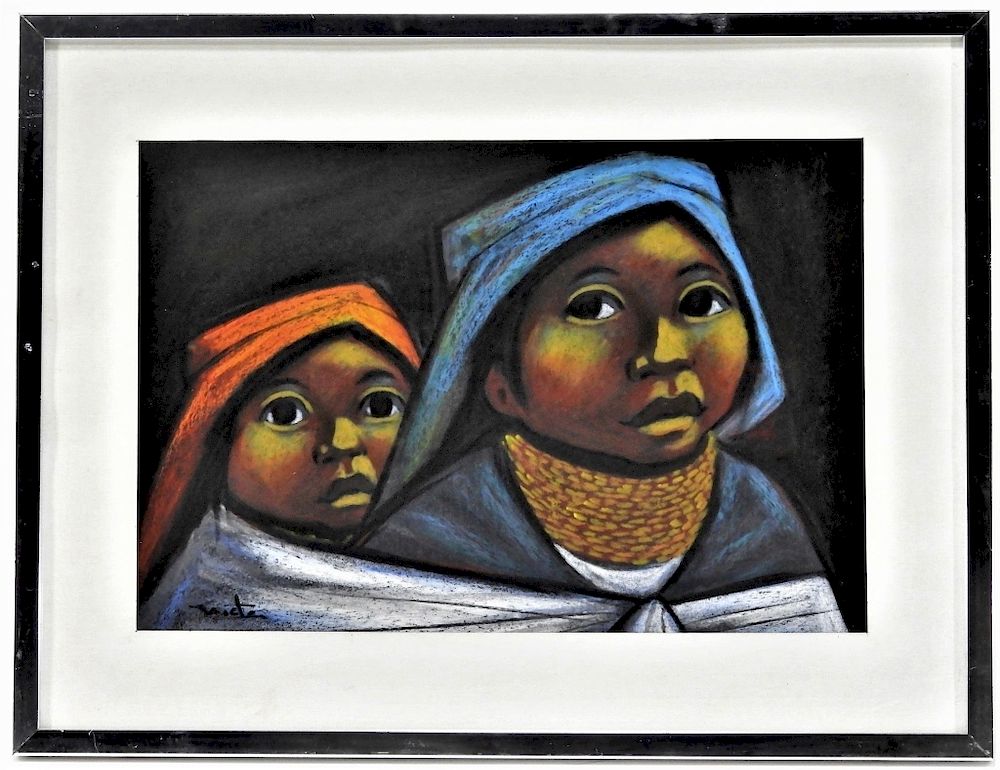 Appraisal: Rodolfo Nieto Social Realist Mother Child Painting Rodolfo Nieto Latin