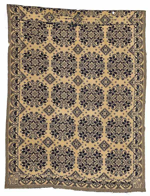 Appraisal: New Jersey Jacquard coverlet woven by Peter Sutphen Van Doren