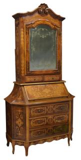 Appraisal: ITALIAN MARQUETRY SECRETARY DESK WITH BOOKCASE Italian marquetry secretary desk