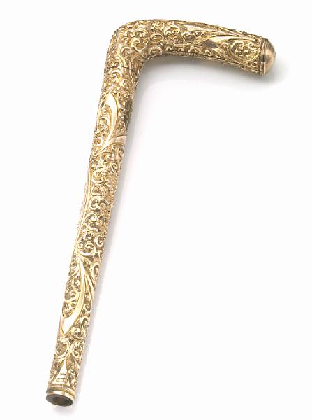 Appraisal: A k gold-filled cane handle grs gross length in