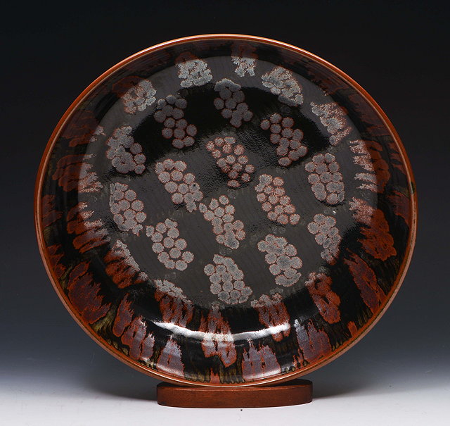 Appraisal: David Lloyd Jones British - Shallow bowl tenmoku patterned glazeimpressed