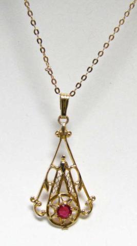 Appraisal: Yellow Gold Lavaliere Pendant