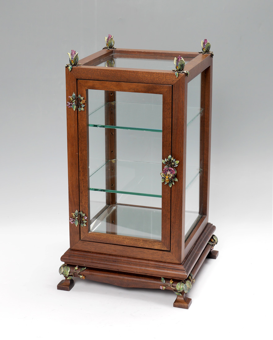 Appraisal: JAY STRONGWATER DISPLAY CASE Table top display case with enamel